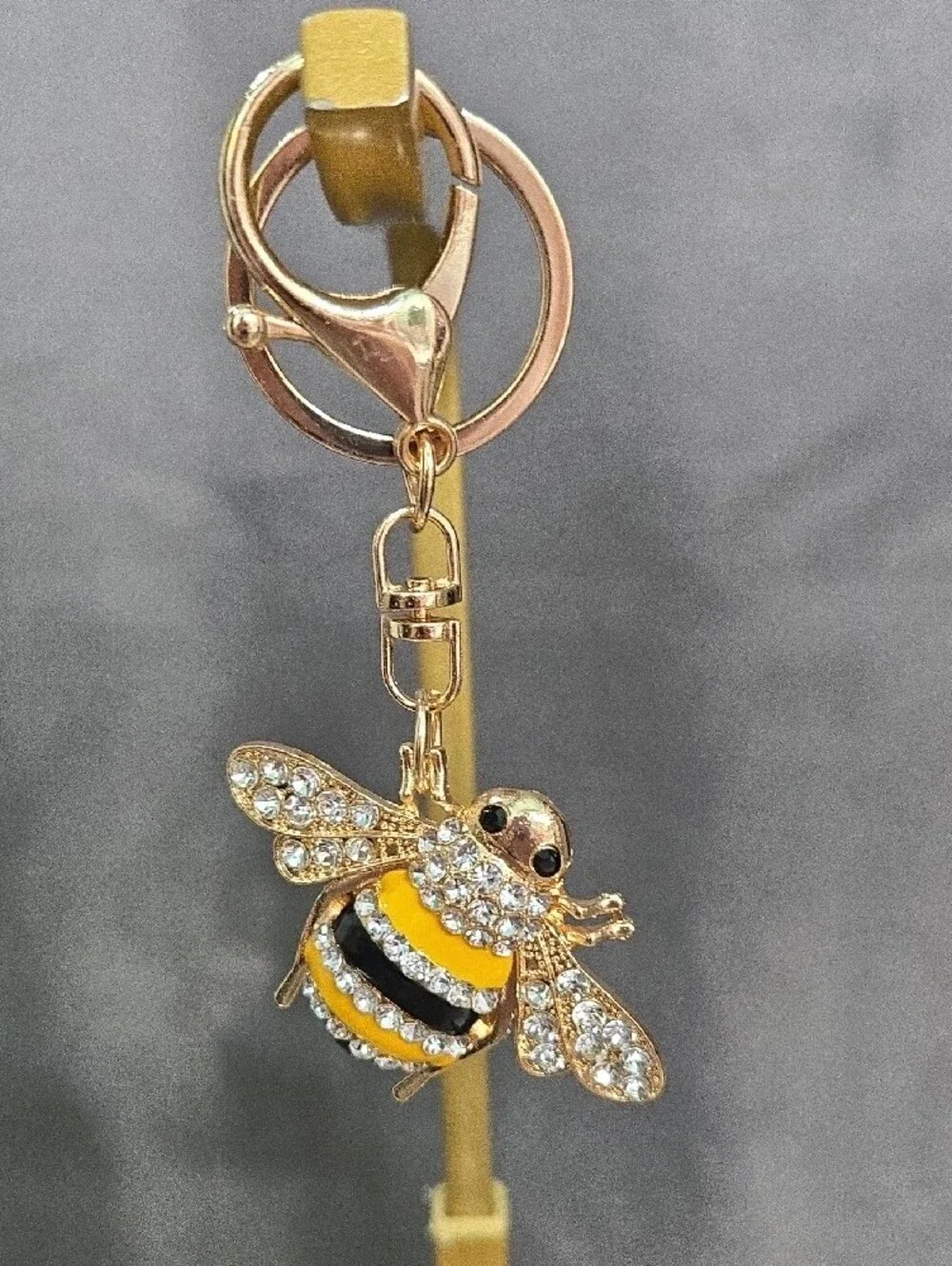 Gold Bee Keychain Bag Charm in Yellow and Black